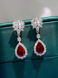 Elegant Rhinestone & Artificial Zircon Decorated Dangle Earrings, Exquisite Trendy Drop Earrings, Teardrop Earrings, Fashionable Jewelry for Women for Daily & Party Decoration
