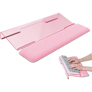 Laborio Computer Keyboard Wrist Rest Stand for Desktop, Keyboard Holder for Easy Typing with Wrist Pad for Office Desk, Home, School (Pink)