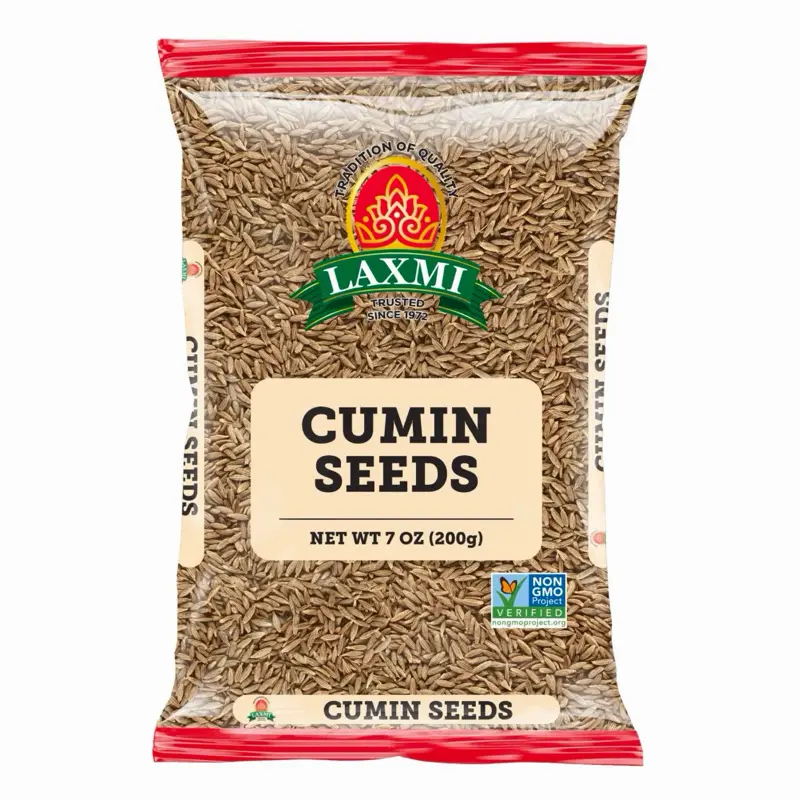 Laxmi All-Natural Dried Cumin Seeds - 200g Bag, Traditional Indian Cooking Spices with Rich Flavor, Ideal for Adult Use and Cupboard Storage, Dried Seeds