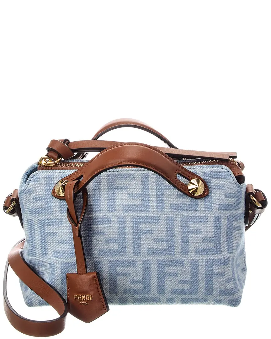 FENDI By The Way Soft Mini FF Denim & Leather Satchel