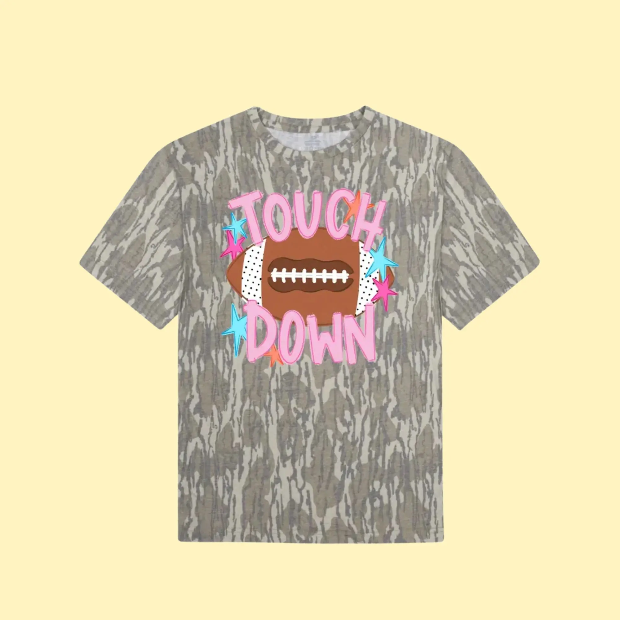 Touch Down Print Mossy Oak Camo T Shirt New Trendy 2026 Bottomland Tee, Streetwear Cute Stylish Outfit, Hunting 3D Camo Shirt