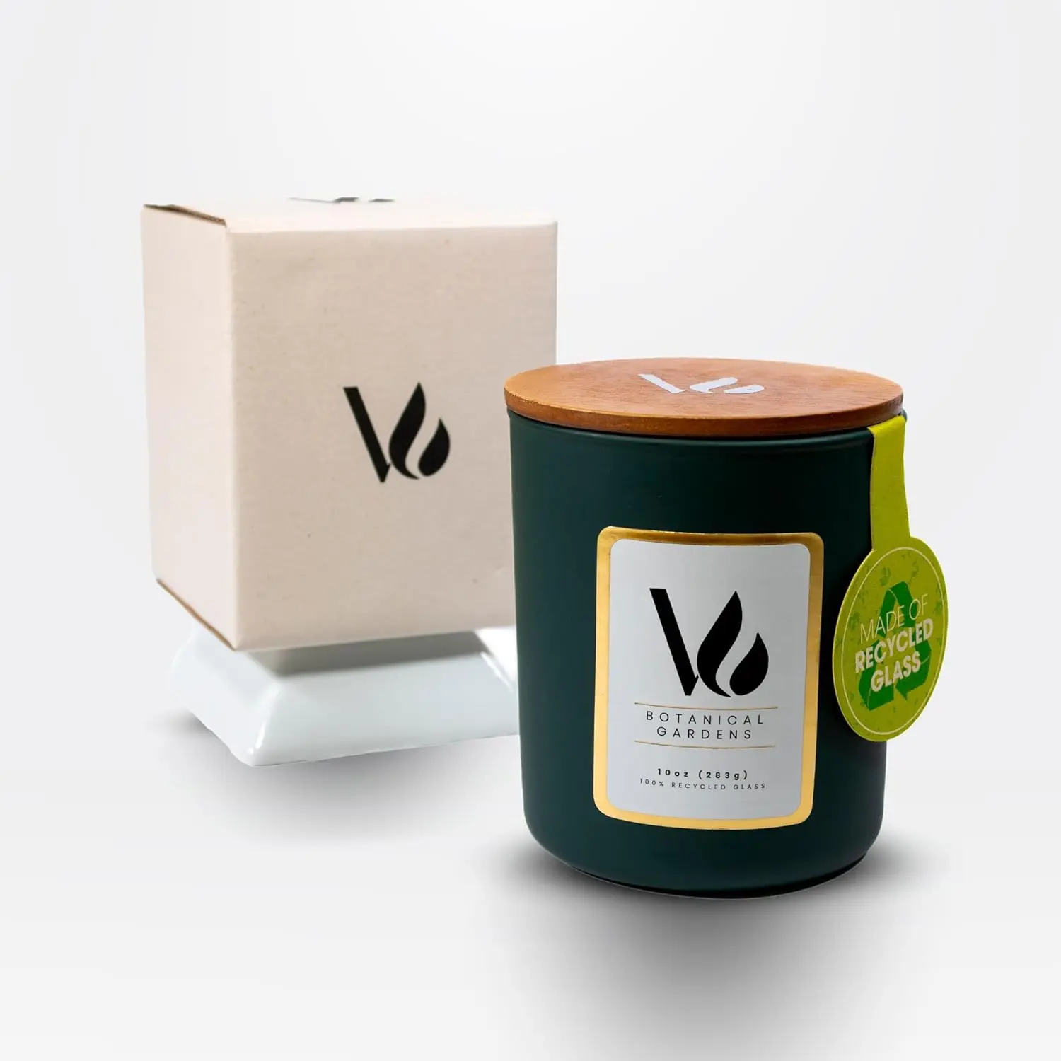 Volé Botanical Gardens Fragranced Aromatic Soy Wax Candle, 10oz Handmade Household Candle in 100% Recycled Glass for Home Decoration