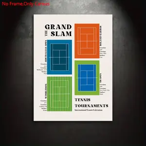 1 Piece/Set Frameless Canvas Painting Print Poster, Minimalist Art, Tennis Majors The Four Grand Slams, Perfect Gift for Sports Lovers, Ideal Decor for Bedroom, Living Room, Kitchen, Dormitory Hallway, Mural, Wall Decoration, Room Decoration