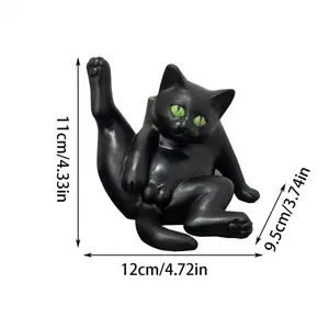 Quirky Cross-Legged Black Cat Flower Pot - Creative Succulent Plant Ornament - Fun Desktop Decorative Gift - Atmosphere Decoration Suitable for Personalized Halloween Furniture Decor