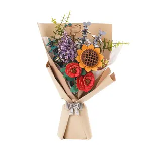 3D DIY Puzzles Wooden Flower, Handmade Artifical Flower Bouquet Model Kit for Home Decor, Best Gifts for   Kids,Mother's Day/Valentine's Day/Teacher's Day/Thanksgiving Day/Christmas/Birthday Gift for Mom/Women/Grandma/Wife