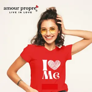 Women's Casual Streetwear Short-Sleeve Round Neck "I Love Me" Statement T-Shirt - Women's Tops, Shortsleeve Clothes
