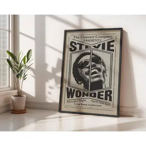 Stevie Wonder Stamp Print Poster, Iconic Music Artist, Stevie Wonder Print, Music Concert Wall Art, Vintage Gig Bedroom Posters POSTER