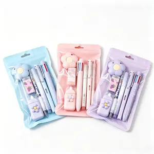 Cute Pastel Stationery Set Kawaii School Supplies Kit with Multicolor Pens, Eraser & Correction Tape, Aesthetic Office Supplies for Students, Back to School Essential