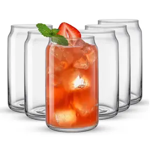Can Shape Tumbler Drinking Glasses, 16 oz