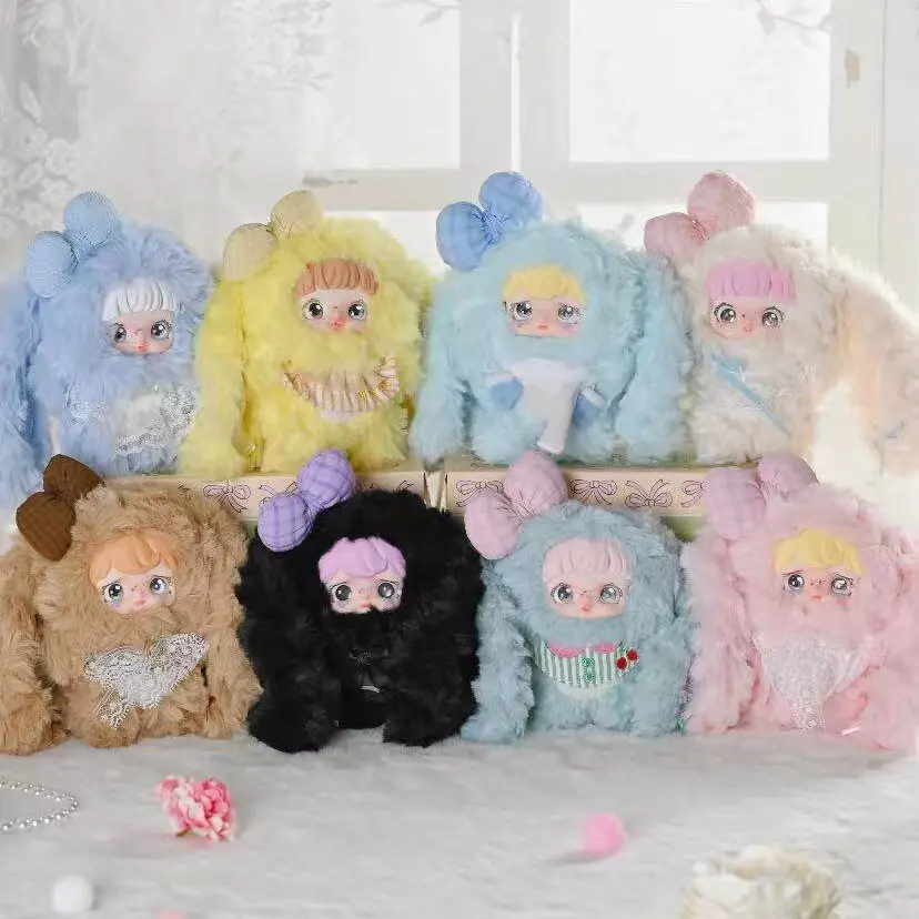 (No Box) Yomi Fluff Bunny Land Collectible Blind Pack - Durable Polyester Kawaii Stuffed Animal, Blindbags Surprise Set, Random Pack, ABS Cuddly Pompom Gift