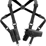 Premium Genuine Leather Universal Shoulder Holster - 4-Point Pivoting Harness, Safe, Adjustable Strap, Comfortable Unisex Hunting Gun Accessory, 2 Pockets, Fits 13-23 Inches Handguns, Concealed Carry, Pirate Costume Role Play