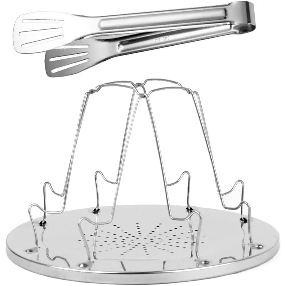 4-Slice Capacity Portable Foldable Outdoor Toasting Camping Toaster with Stable Barbeque Bread Clip, Camp Stove Toaster Rack for Travel, Picnic, RV Use