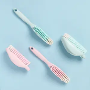 Soft-bristled shoe cleaning brush with handle – dense bristles, minimalist, multi-purpose design for home use