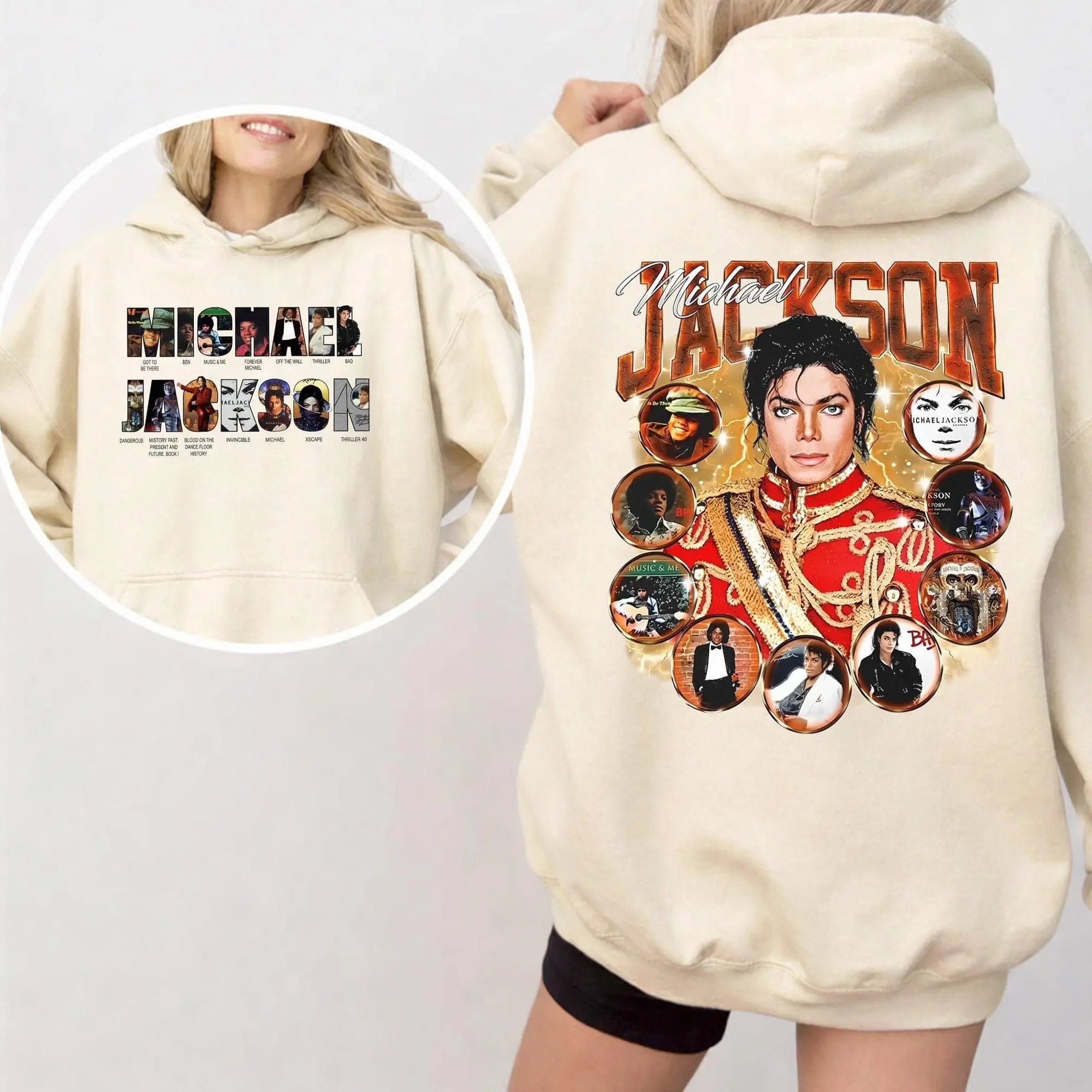 Michael Jackson Vintage Hoodie 2 Side Retro Pop King Shirt
