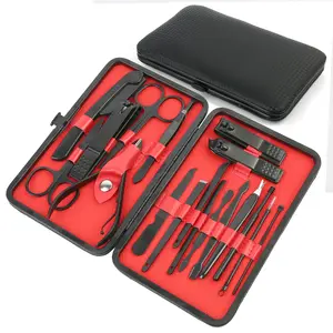 LotFancy Manicure Set, Pedicure Kit, Nail Clippers, Professional Grooming Kit 18 In 1 with Case, Black