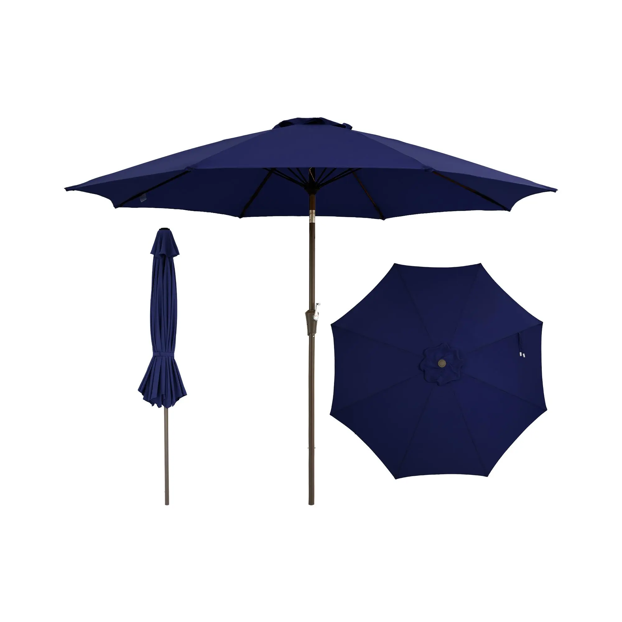 10FT Outdoor Patio Umbrella, Outdoor Table Umbrella with Push Button Tilt and Crank, Market Umbrella with 8 Sturdy Ribs, UV Protection Waterproof, Only Umbrella