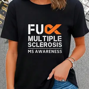 100% Cotton Fight Multiple Sclerosis MS Awareness Support Ribbon T-Shirt T-Shirt