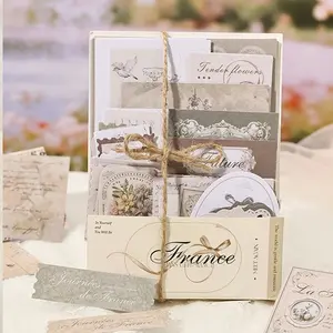 100pcs French Elegance Writable Sticker Set, Handmade Journal Decorative Stickers, Diary Collage Background, Creative Gift Material, Vintage Material Paper