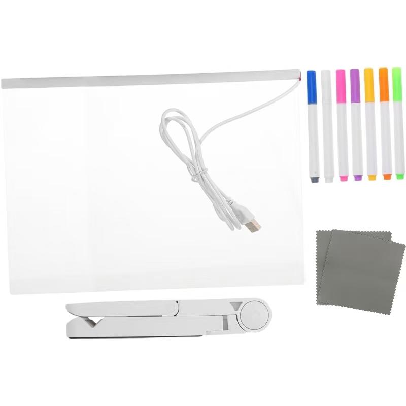 Lumiboard   LED Noteboard 13.8"x10" Acrylic Dry-Erase Board with Stand for Children's Educational Activities