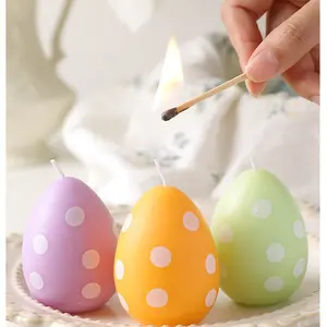 Height: 6.8 cm / 2.68 inches Diameter: 5.1 cm / 2.01 inches Easter Egg Scented Candle - Polka Dot Pastel Design with Multiple Colors & Scents, Spring Home Decor, Tabletop Centerpiece, Holiday Gift for Easter Celebrations, Seasonal Aromatherapy Collection