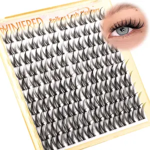 Lash Cluster Extension Kit, Eyelash Extensions, DIY at Home, CC Curl, Natural Look, 10-16mm, 120 Clusters, No Flammable Liquid, Solid Form