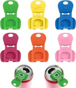 6PCS Colorful Can Tab Openers & Leak-Proof Drink Covers – One-Hand Soda Can Opener and Reusable Protector Caps for Coke, Beer, Soda, and Aluminum Cans