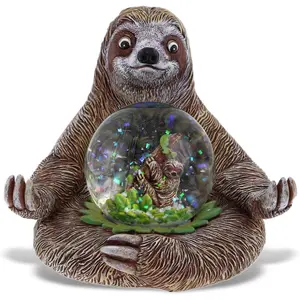 Sloth Snow Globe – Sparkly Pink Glitter Snow Globe with Cute Animal Figurine, Decorative Tabletop Ornament, Collectible Sloth Globe Decor for Home, Desk, or Shelf Display - 45 mm