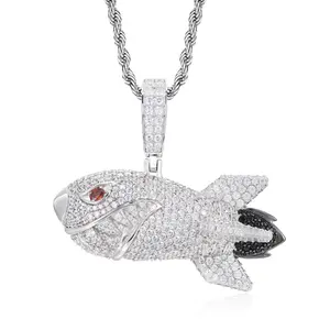 【#CMP19】Bullet Pendant UCCIYO Lab-Created Moissanite Pendant Copper Moissanite Pendant Necklace for Women Men Hip Hop Jewelry Gift