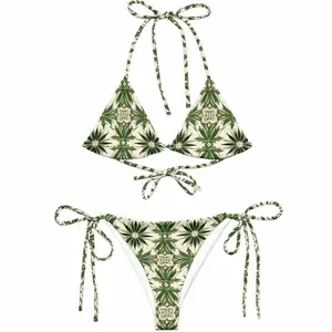 Marijuana Pattern 3D Print String Bikini - Triangle Bikini Set ZFL M6T UWH