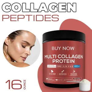 Multi Collagen Peptides Protein Powder with Types I, II, III, V & X, Grass-Fed Hydrolyzed Collagen for Skin, Hair, Nails and Joint Support, Unflavored