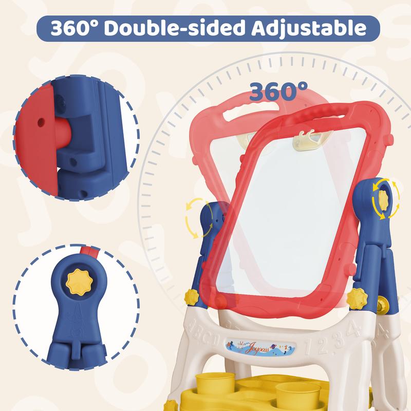 【3 COLOURS USE SAME PACKAGE】Joyooss Kids Easel, Adjustable Standing Art Easel for Toddler, Double Magnetic Drawing Board with Painting Accessories, Birthday Christmas Gift for Little Boys and Girls, Middle Size Blue