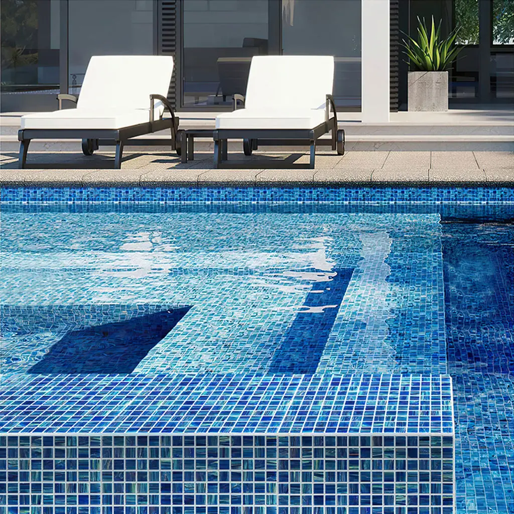 Deap Sea Blue 12x12 Glossy Uniform Square Glass Mosaic Tile (20 pack, 20 sq ft/case)