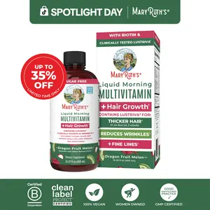 MaryRuth's Liquid Multivitamin +  Hair Growth - Clinically Tested Lustriva for Thicker Hair in Women - Improve Facial Wrinkles - Vegan - 15.22 Fl Oz