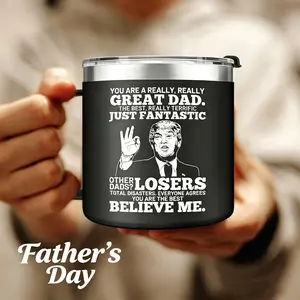 【Father's Day Gift】Cool Step Dad Gift for Father at Father‘s Day Men - Black Trump Mug Cup Drinkware Tumbler with Bonus Dad Value, Reusable & Washable Ceramic Reuse Coffee, New Year Gift for Boyfriend Husband Fathersdaygift