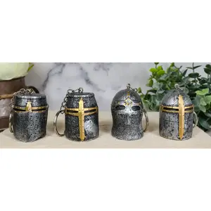 Ebros Medieval Knights Of The Cross Templar Crusader Mask Keychains Pack Of 4
