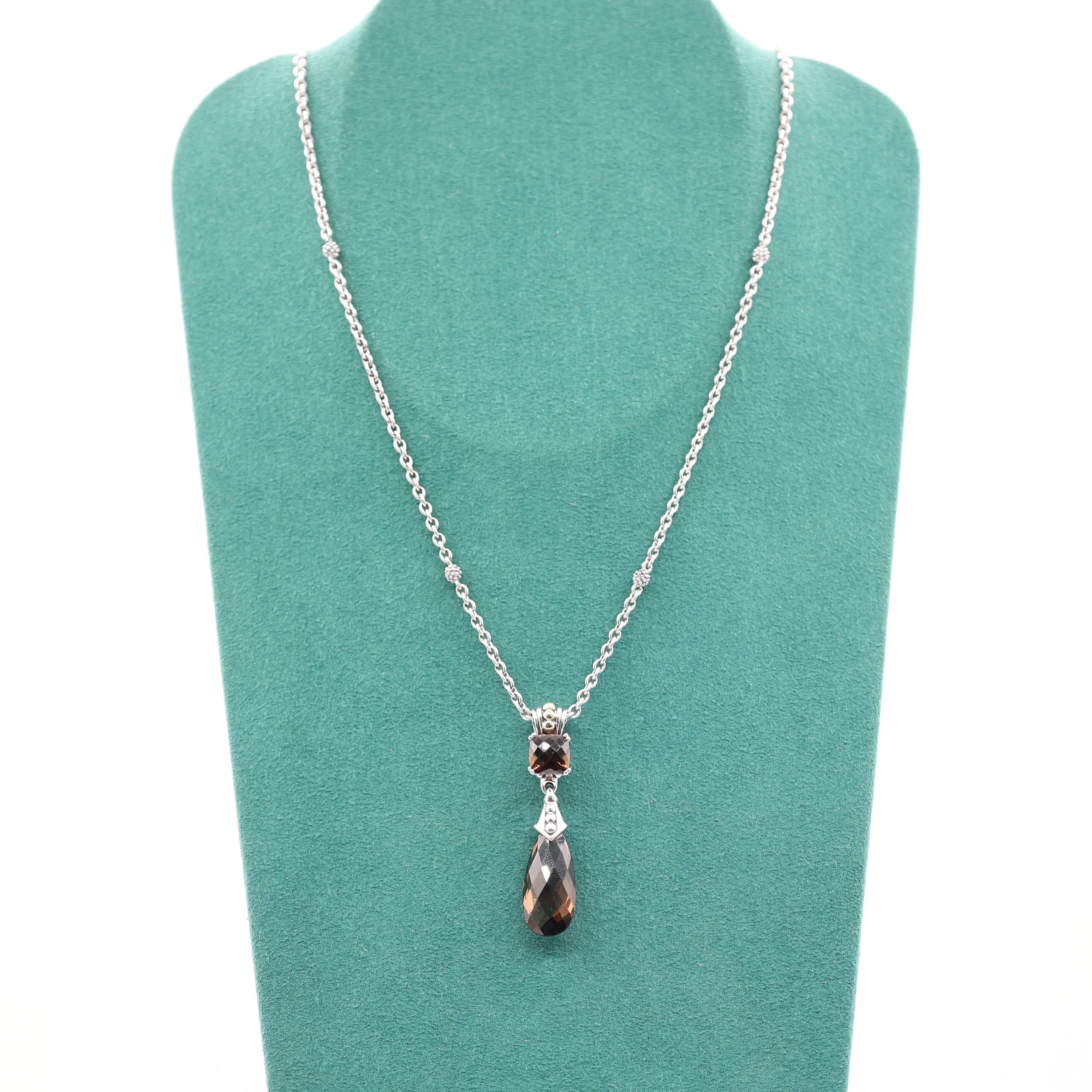 Lagos 925 Sterling Silver Smokey Quartz 18" Pendant Necklace