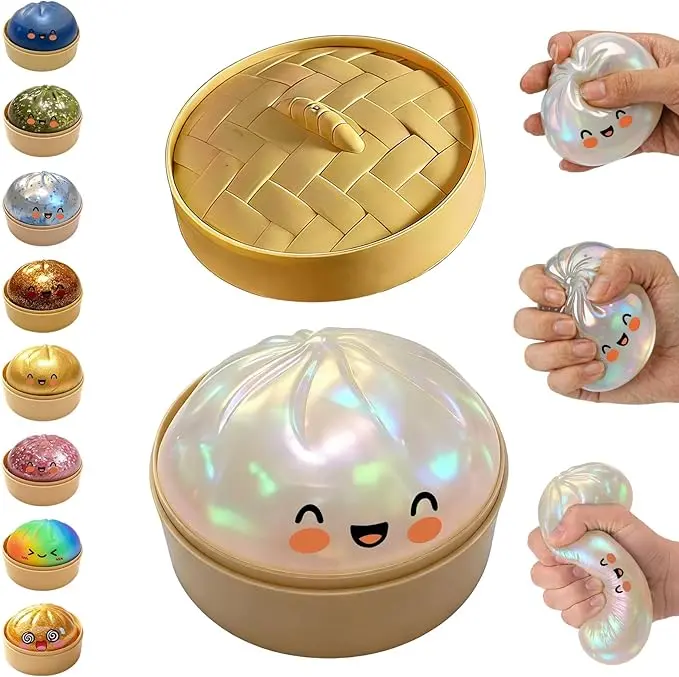 Glitter Dumpling Squishy with Box, Soft Sensory Squeeze Toy for Stress Relief, Mystery Glitter Dumplings, Decompression Dough Random Hidden Edition 1 Box