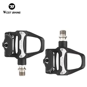 WEST BIKING Road Bike Self-locking Pedals Chrome Molybdenum Steel Pedal Smooth Bearing SPD Lock Plate Bicycle Pedal Accessories