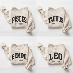 (LEAVE A NOTE OR DM SHOP) Custom Zodiac Sweatshirt with Est Year - Sand, Cute Horoscope Astrology Graphic Sweatshirt, Unisex Crewneck Sweatshirt, Personalized Zodiac Energy Gift for Birthday, Star Sign Lovers, Celestial Sweatshirt - AL