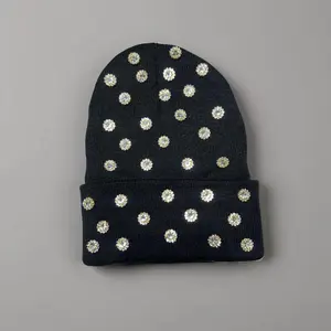 Bling Beanie - Soft Fabric Adjustable Fit with Rhinestones for Winter Wear Comfortable Lightweight Design Stylish Accessory