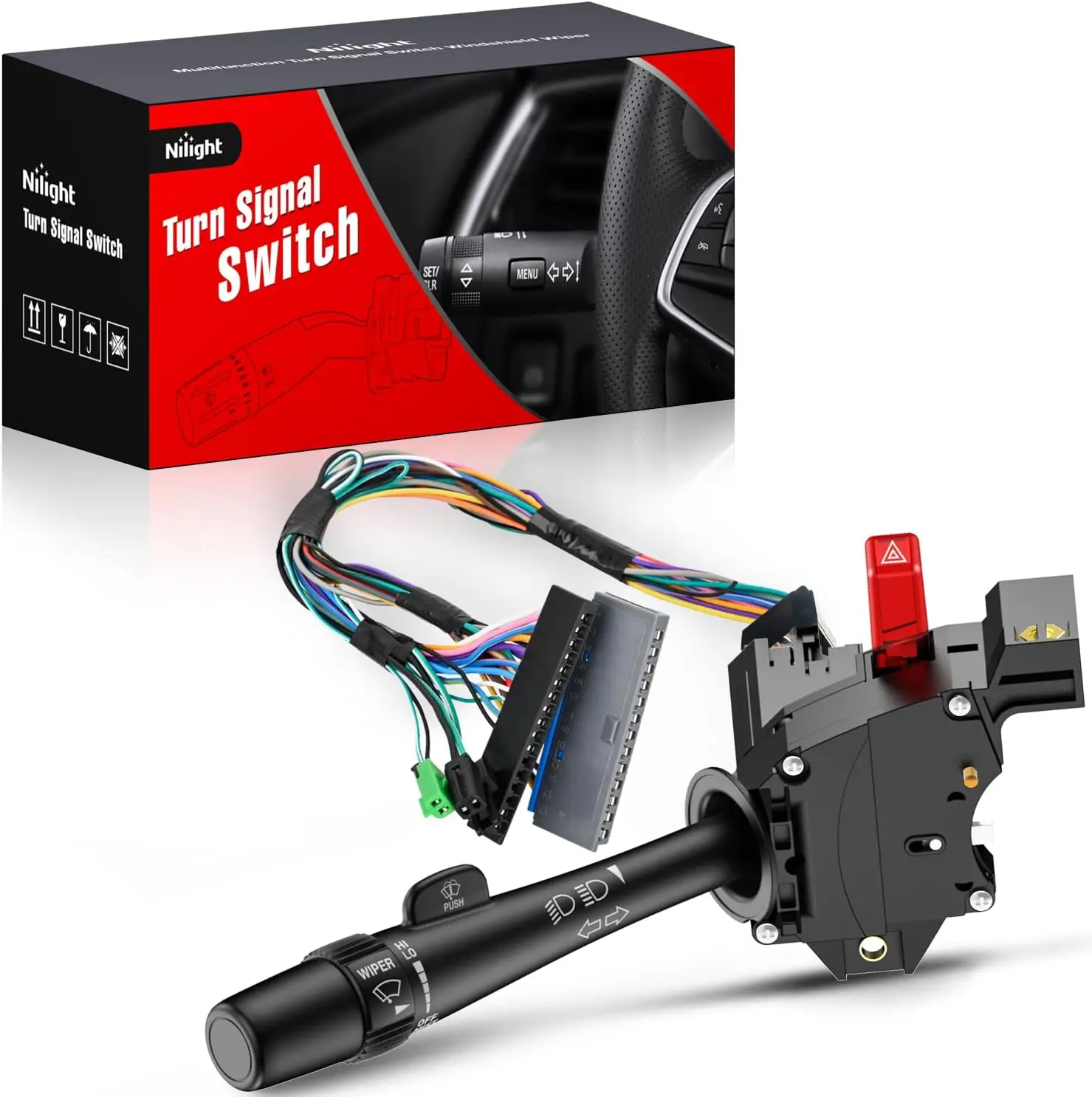 Nilight PP-ABS Multifunction Turn Signal Combination Lever Switch - Direct Swap, OE Replacement, Original Look, Plug-and-Play, Easy to Install, Fits 1998-2005 Chevy Blazer, GMC Sonoma, Oldsmobile Bravada, 1998-2004 Chevy S10 Pickup, Signal Lights Lamps, T