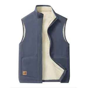 Men's Solid Color Thermal Lined Vest Jacket, Regular Fit Casual Pocket Zipper Warm Gilet Outerwear for Fall & Winter, Men's Clothes for Daily Wear