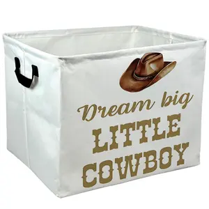 Dream Big Little Cowboy Storage Baskets Storage Boxes Home Decor Storage Clothes Organization And Storage Home Decor Storage Holiday Gifts，Organizer For Toys， Books， Laundry Baskets