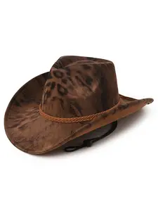 Unisex Snake Print Western Cowboy Hat, Wide Brim Woven Band Sun Hat, Outdoor Casual Jazz Hat, Vintage Snake Print Sun Hat, Summer Travel Versatile Hat