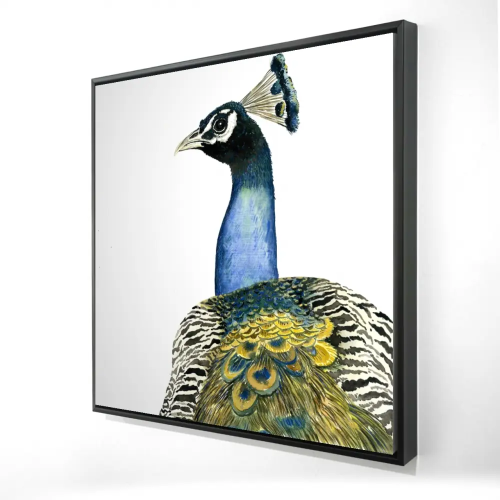 212 MAIN 24x24 in. Framed Watercolor Peacock Print - Sturdy Frame, Vivid Colors, Animal Design, Nature Wall Art, Home Decor Accent, Gift for Home Supplies Enthusiasts
