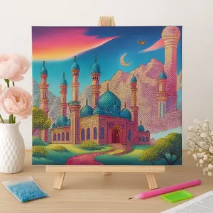 Diamond Art Canvas - Islamic-Themed Design for Kids Ages 6+ - Perfect for Eid Gifts & Creative Weekends - 12in x 12in DIY Kit with Colorful Gems