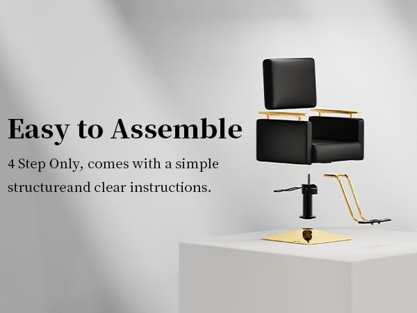 Baasha Professional Black and Gold Salon Chair, Luxury Hydraulic Styling Chair with Soft PU Leather, High-Density Foam Cushion, 360° Swivel, Heavy-Duty Steel Frame, 330 lbs Capacity, Ergonomic Design