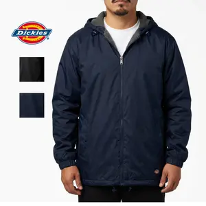 Dickies Fleece Lined Nylon Hooded Jacket - Water-Resistant Ripstop Shell, Warm Fleece Lining, Regular Fit, Long Sleeve, Casual Coats