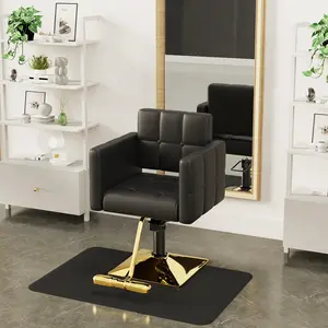 Baasha High-end Salon Chair, Gold & Black, Faux Leather, 360° Swivel, 330 lbs Weight Capacity, Memory Foam Cushion
