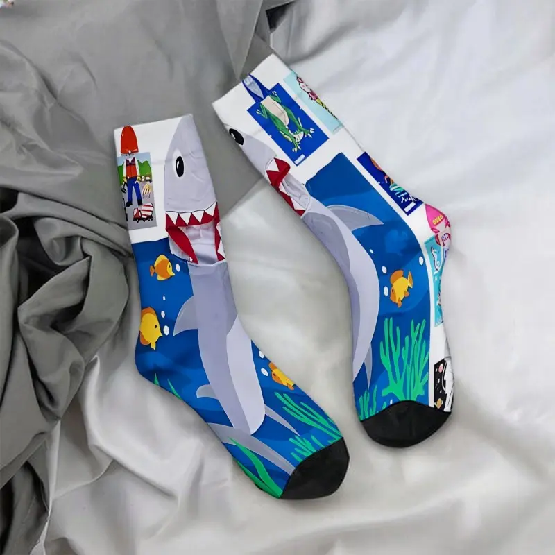 Shark-themed ocean-themed mid-calf socks: casual, soft, comfortable, and a must-have for autumn and winter.